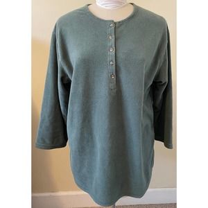 Vintage Woolrich Men’s Fleece Pullover Henley Green Size Small EUC